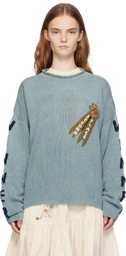 Story mfg. Blue Twinsun Knit Rollneck Sweater