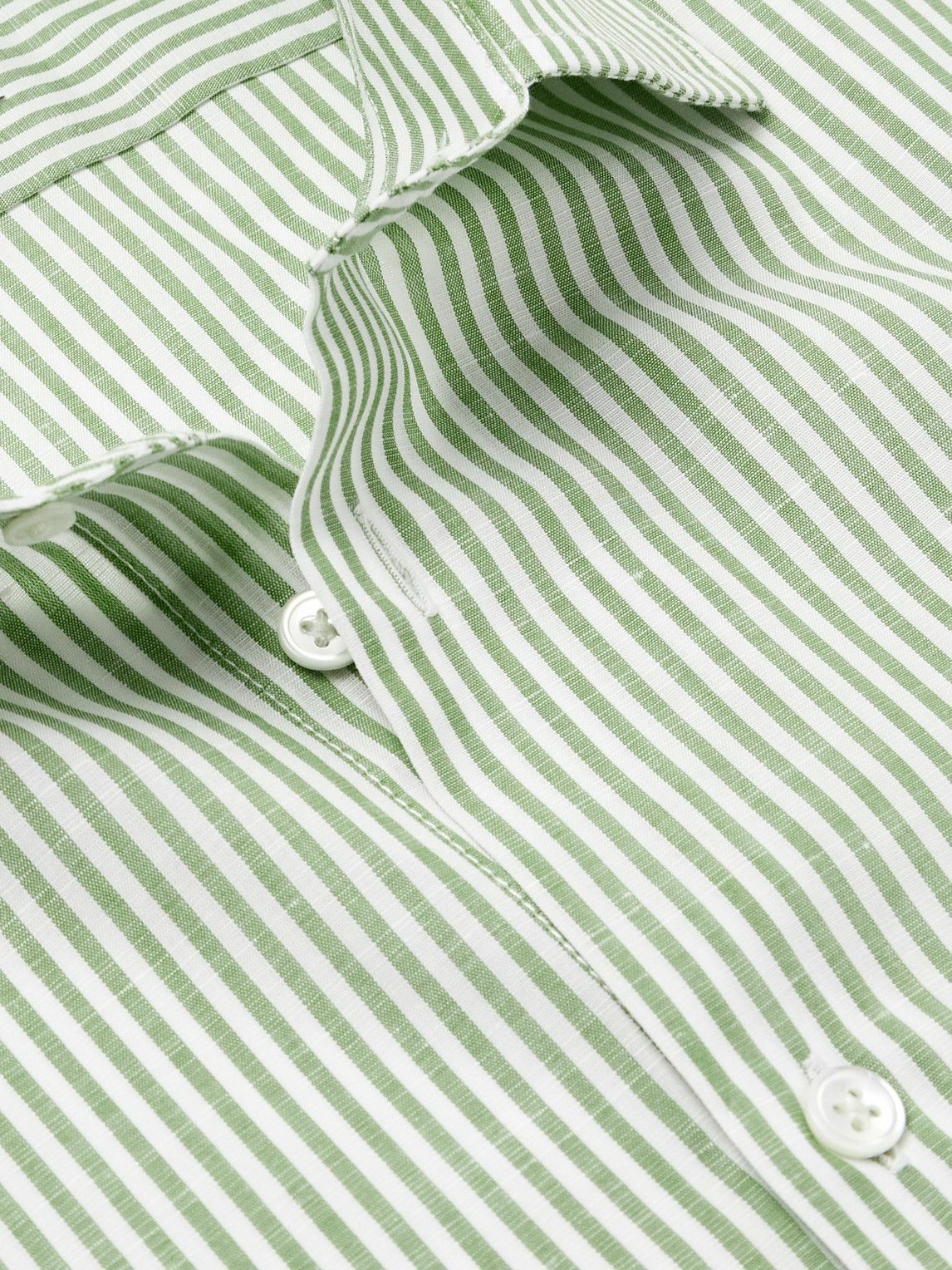 Richard James - Slim-Fit Striped Linen Shirt - Green