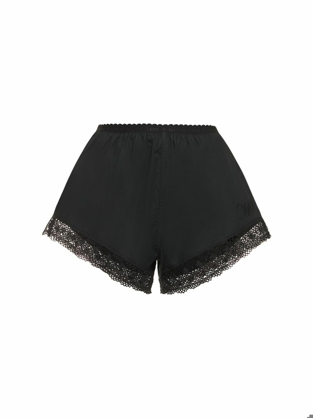 Photo: MARINE SERRE - Cotton & Lace Mini Shorts