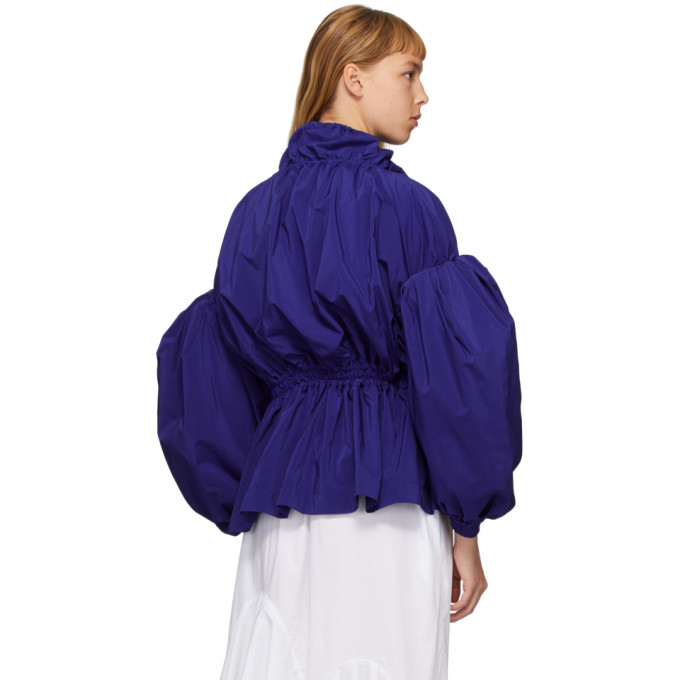 Enfold Blue Taffeta Gather Volume Jacket