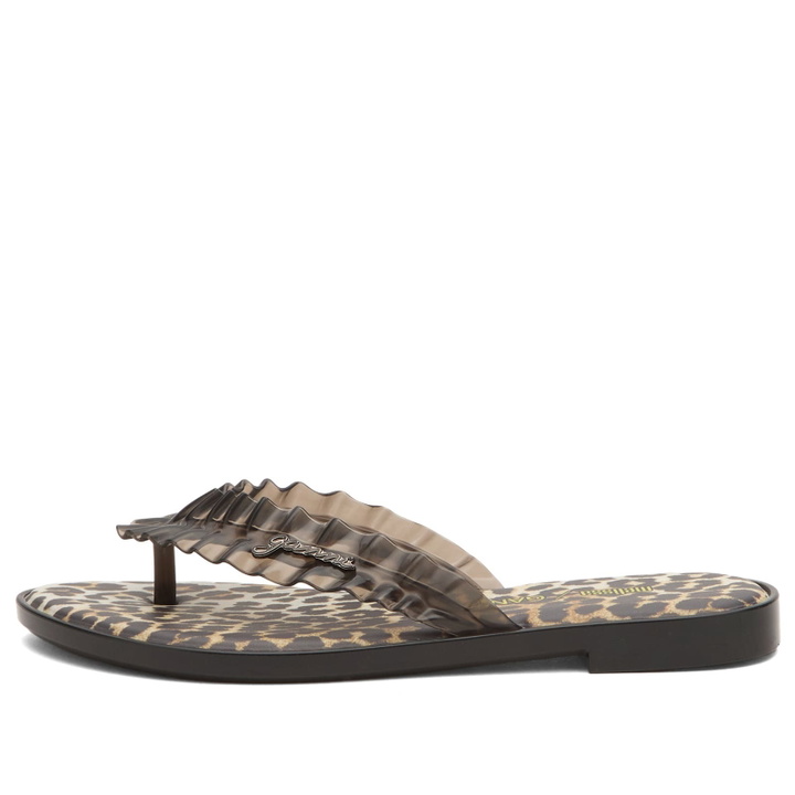 Photo: Melissa Women's x Ganni Leopard Flip Flop Slim in Black