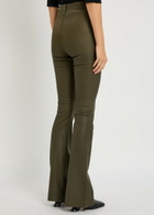 Skiim Brigitta Slim Flared-leg Stretch-suede and Leather Trousers Khaki