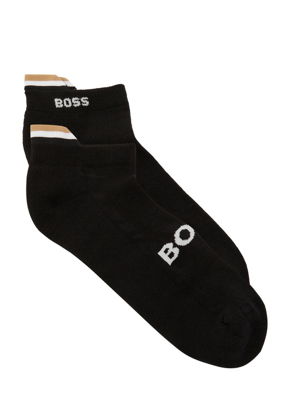Photo: Boss Striped-intarsia Cotton-blend Trainer Socks set of two Black