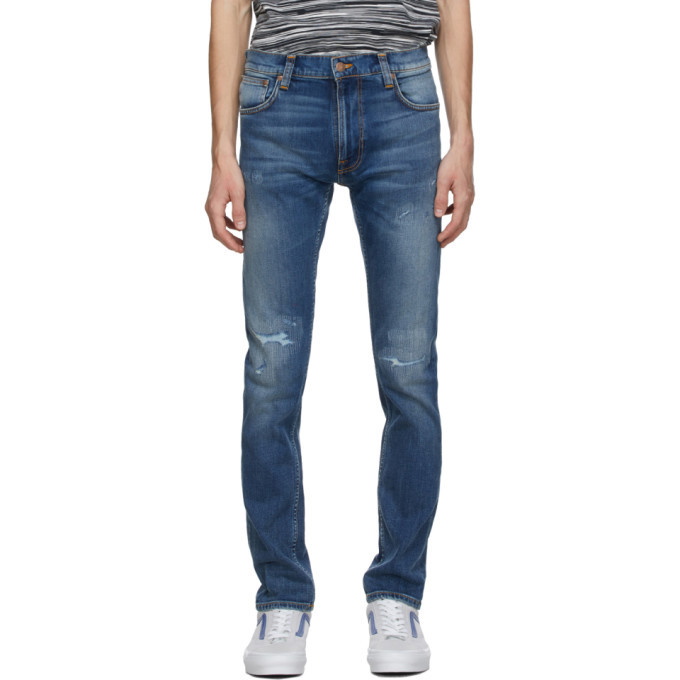 Photo: Nudie Jeans Blue Ripped Thin Finn Jeans