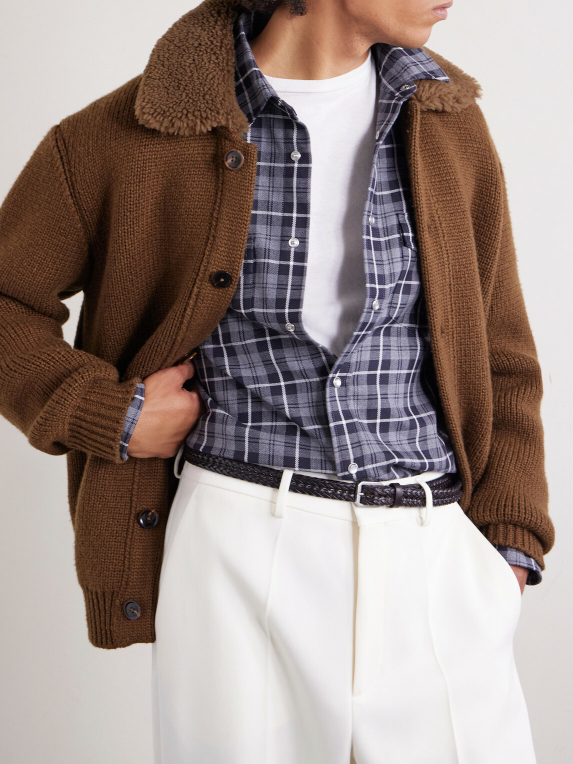 TOM FORD - Checked Cotton-Twill Shirt - Gray