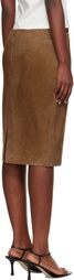 St. Agni Tan Pencil Suede Midi Skirt