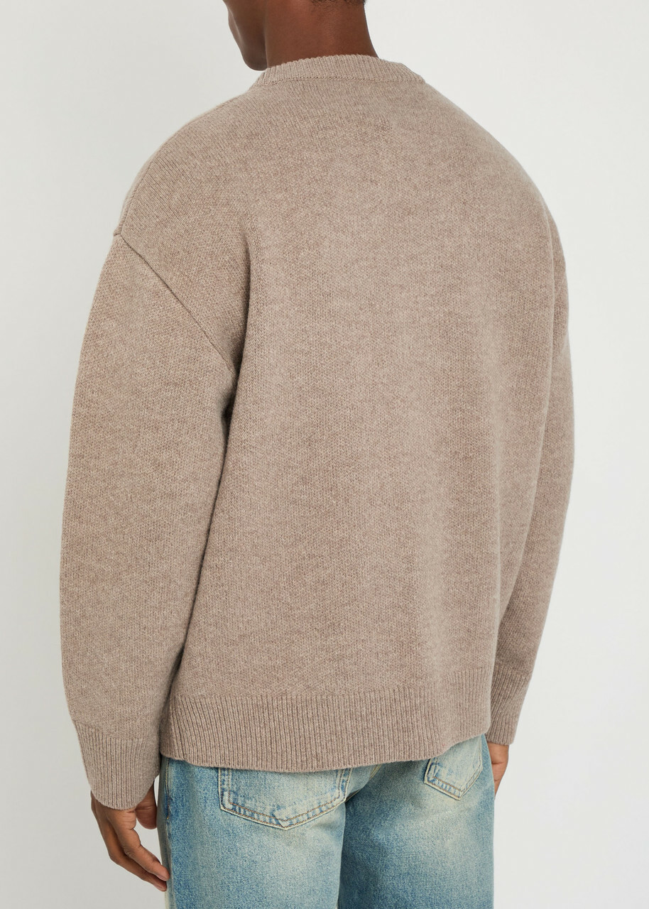 Axel Arigato Milo Logo-embroidered Wool Cardigan Brown