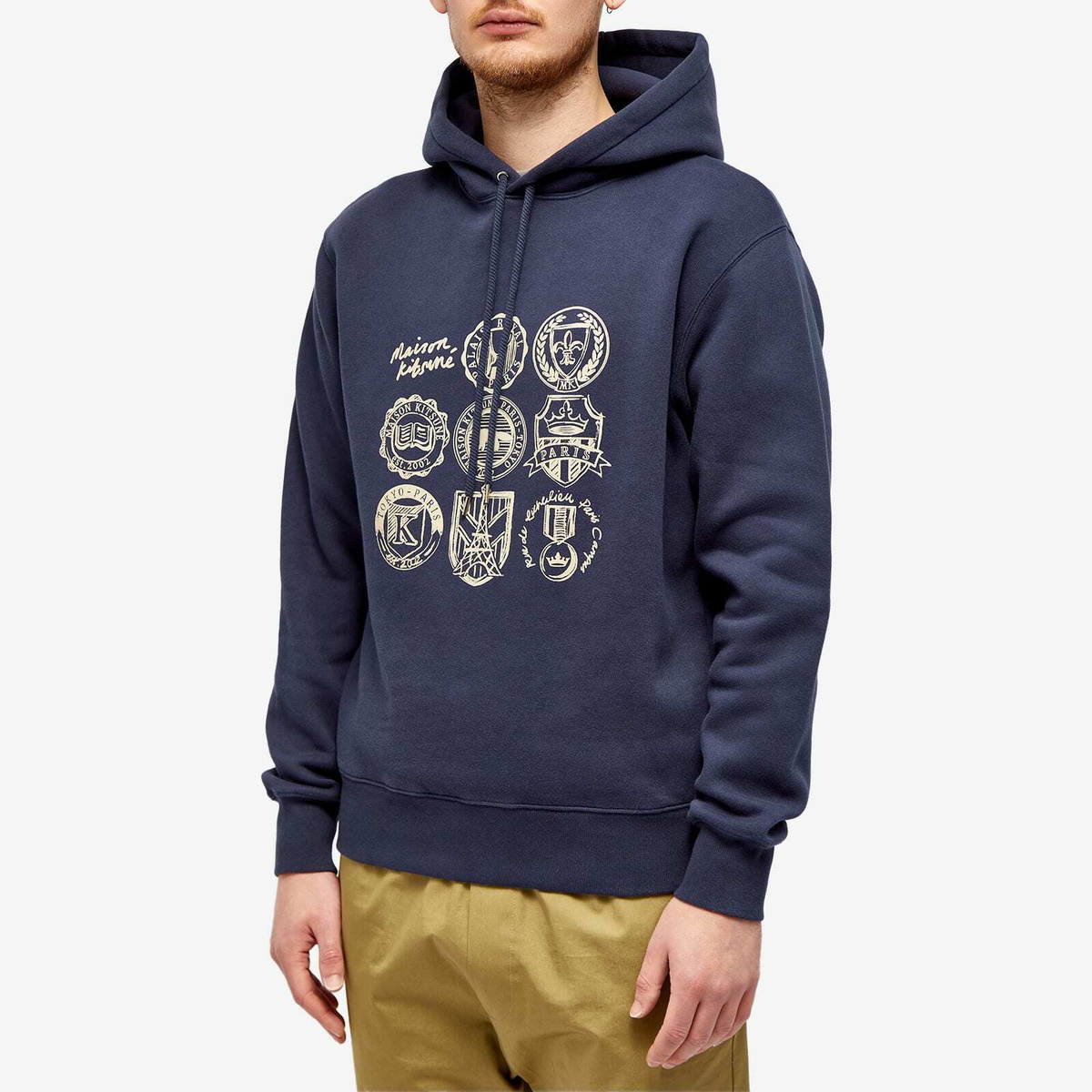 Maison Kitsuné Men's Ivy League Comfort Hoodie in Ink Blue Maison
