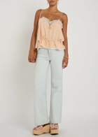 Chloe Embroidered Flared-leg Jeans Light Blue