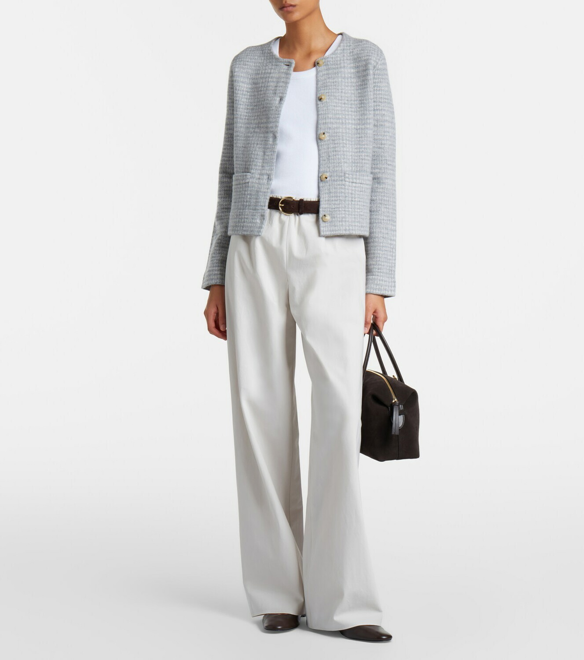 Vince Checked wool and cashmere cardigan