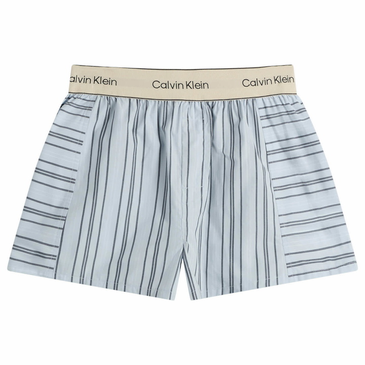 Photo: Calvin Klein Women's Cotton Poplin Sleep Short in Majorca Stripe Breezy Blue