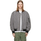 BALMAIN Black & White Monogram Bomber Jacket