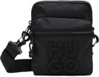 Hugo Black Stacked Logo Reporter Bag