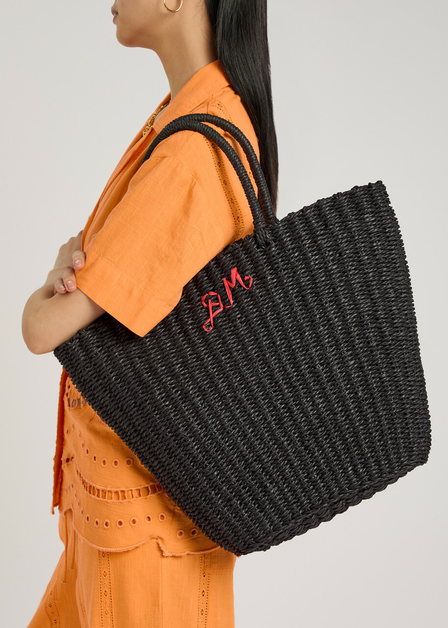 Damson Madder Logo Straw Tote bag - Navy - One Size