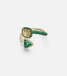 Kamyen 18kt gold ring with diamonds and emeralds