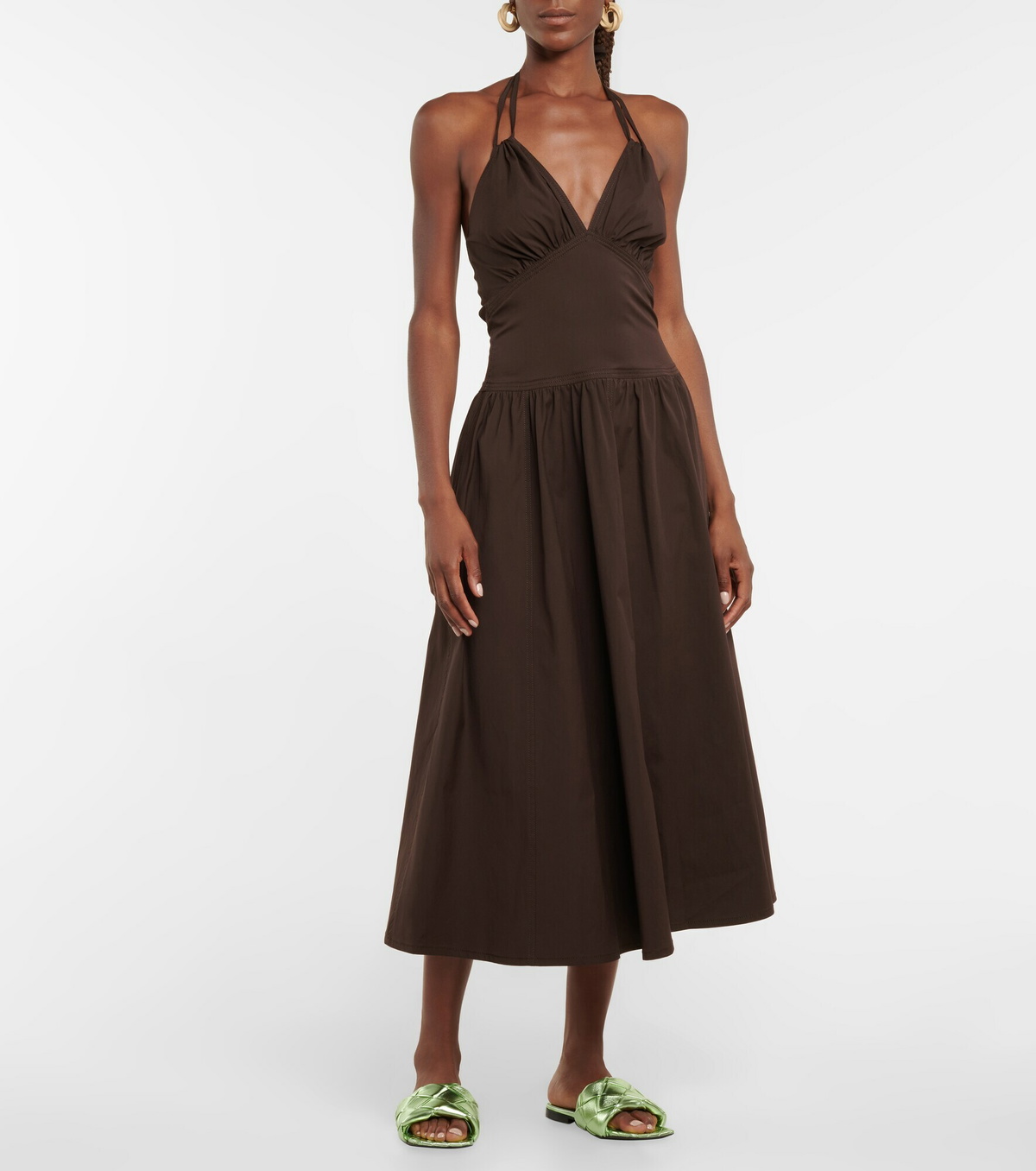 Bottega Veneta - Halterneck poplin midi dress Bottega Veneta