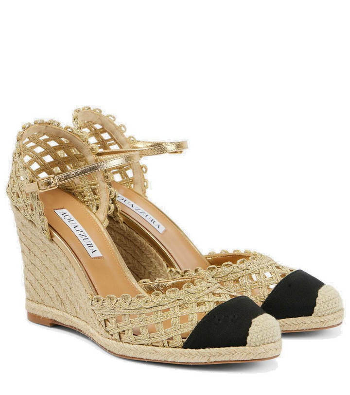 Photo: Aquazzura Sunburst 120 metallic espadrille wedges