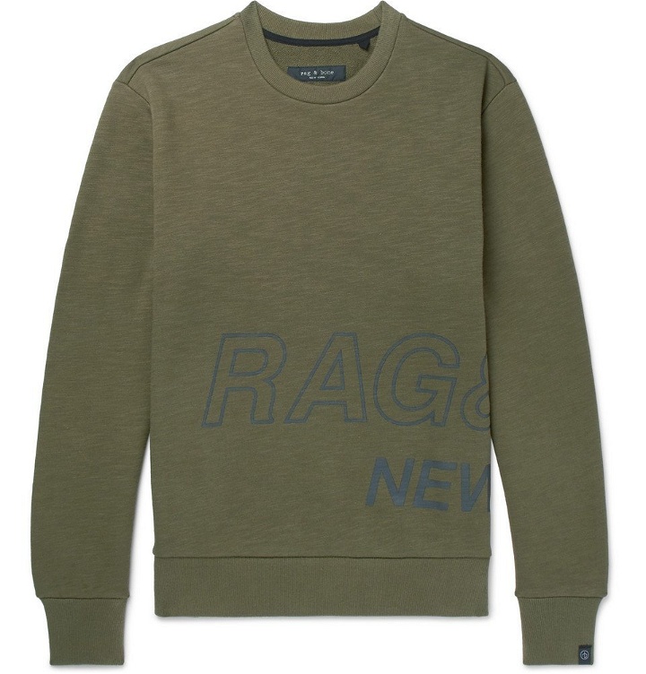 Photo: rag & bone - Logo-Print Loopback Cotton-Jersey Sweatshirt - Green