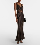 SIR Lace-trimmed silk maxi dress