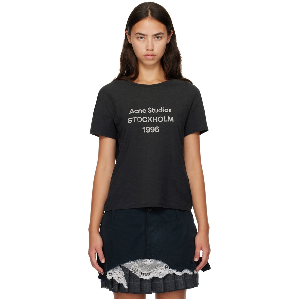 Acne Studios Black Printed Logo T-shirt
