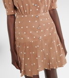 Alessandra Rich Pleated polka-dot silk minidress