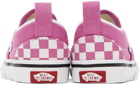 Vans Baby Pink & White Checkerboard Slip-On V Sneakers