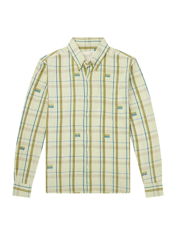 Photo: Kardo - Ronald Embroidered Checked Cotton Shirt - Green
