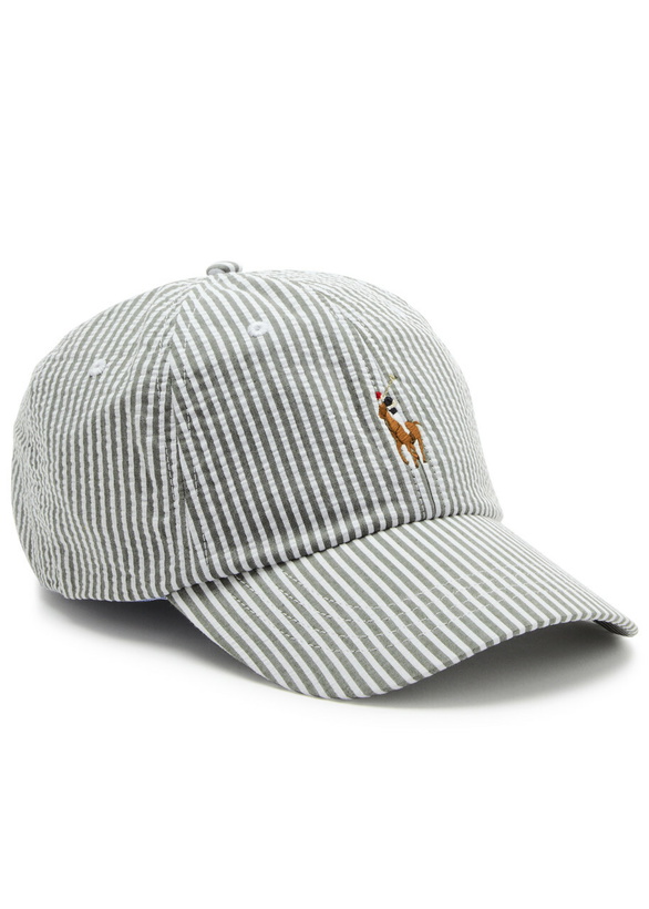 Photo: Polo Ralph Lauren Logo Striped Seersucker cap - Green - One Size