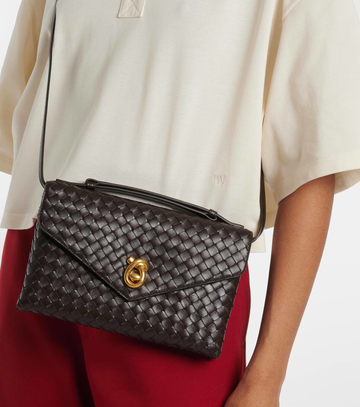 Bottega Veneta Knot Lock Intrecciato leather crossbody bag