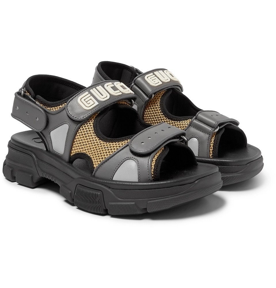 Gucci - Aguru Leather and Mesh Sandals - Black Gucci