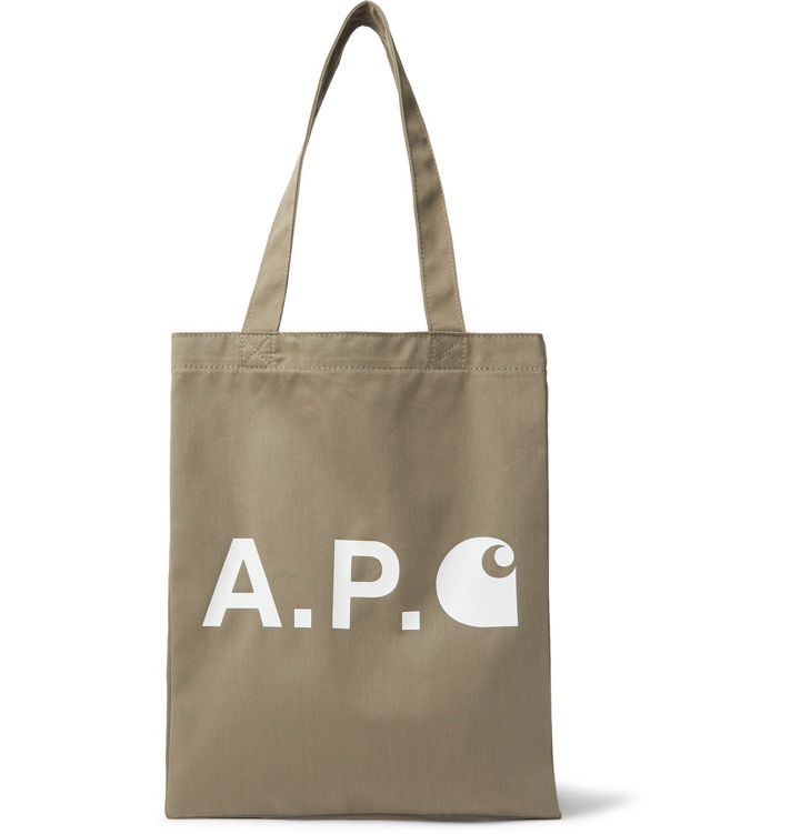 Photo: A.P.C. - Carthartt WIP Logo-Print Twill Tote Bag - Green