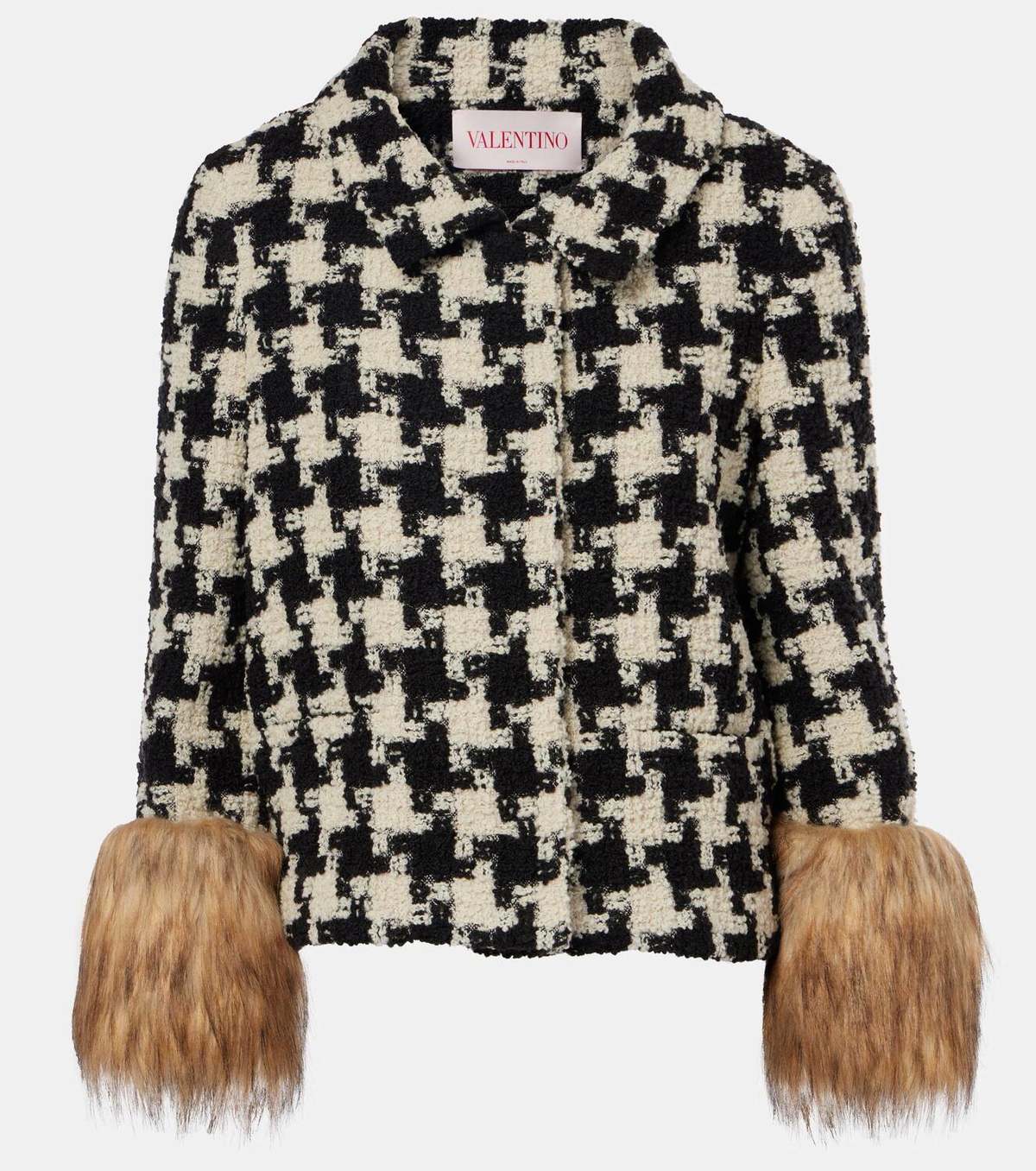Valentino Macro faux-fur trimmed wool-blend tweed jacket Valentino