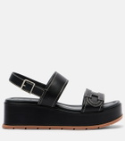 Hogan H703 leather platform sandals