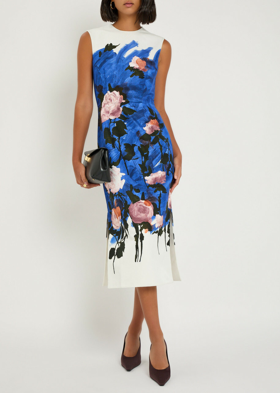 Erdem Floral-print Faille Midi Dress Multi Floral