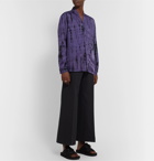 Sasquatchfabrix. - Tie-Dyed Collarless Crinkled-Satin Shirt - Purple