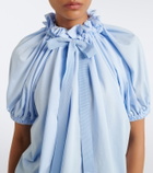 Patou Bow-detail gathered cotton jersey top