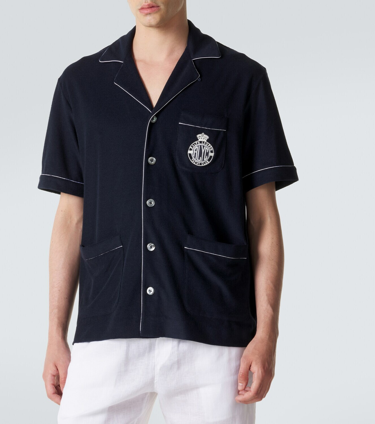 Ralph Lauren Purple Label Embroidered cotton and silk terry shirt