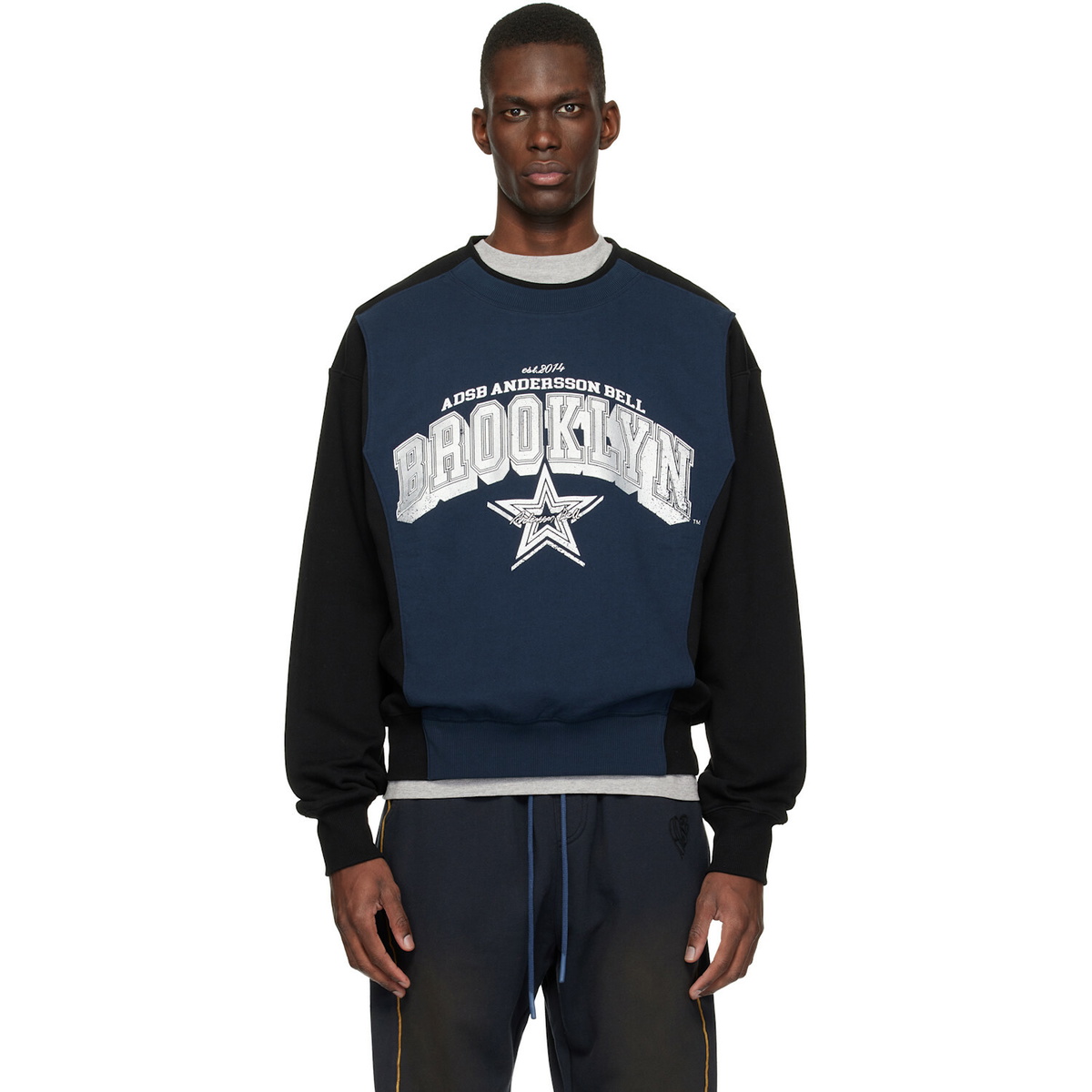 Andersson Bell Black & Navy Arch Logo Layered Sweatshirt