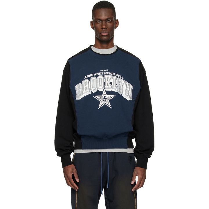 Photo: Andersson Bell Black & Navy Arch Logo Layered Sweatshirt