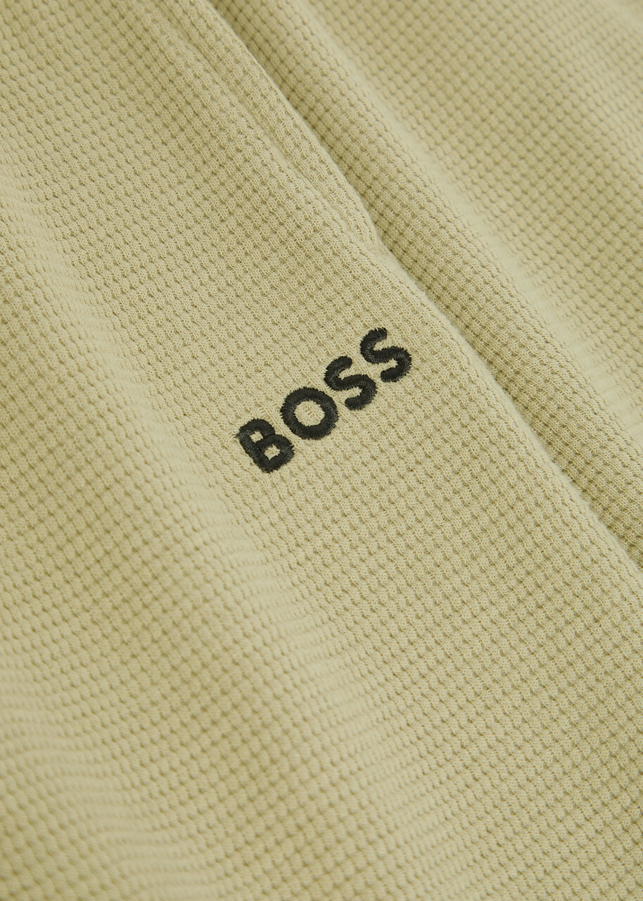 Boss Logo-embroidered Waffle Cotton-blend Shorts Green