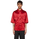 Nahmias Red Silk Short Sleeve Shirt