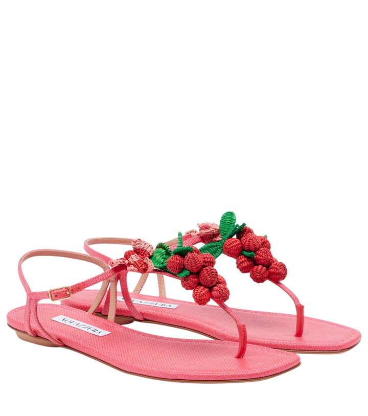 Photo: Aquazzura Berry raffia-effect thong sandals