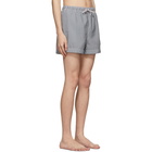 Thom Browne Navy and White Seersucker Drawcord Waist Swim Shorts