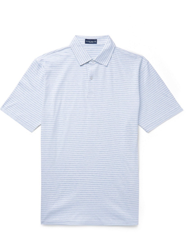 Photo: PETER MILLAR - Marseille Striped Cotton and Linen-Blend Polo Shirt - Blue