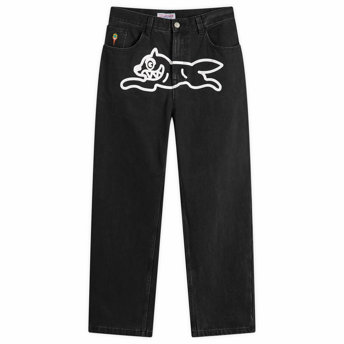 ICECREAM Men's Running Dog Loose Straight Jeans in Black
