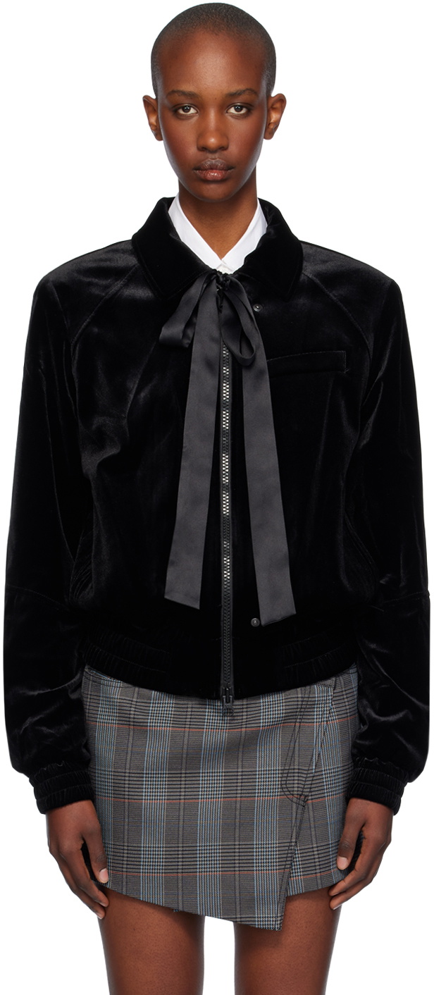 OPEN YY Black Paneled Bomber Jacket OPEN YY