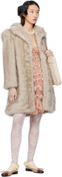Valentino Beige Button Faux-Fur Coat