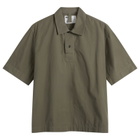 MHL by Margaret Howell Men's Offset Placket Polo in Mole