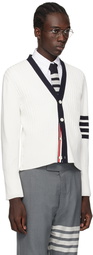 Thom Browne White 4-Bar Cardigan