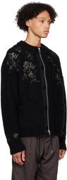 sacai Black Flower Embroidery Sweater